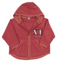 Růžová fleecová propínací mikina s nápisem a kapucí Next