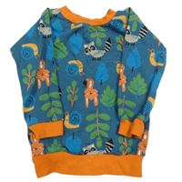 Tmavomodro-oranžová mikina se zvířátky 