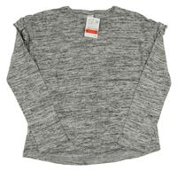 Nové - Šedý melírovaný svetr s volánky C&A