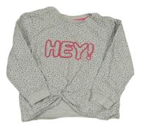 Světlešedá puntíkatá mikina s nápisem 