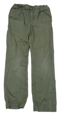 Khaki plátěné cuff chino kalhoty 