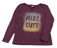 Fialové triko s nápisem a hvězdami a nápisem Dopodopo