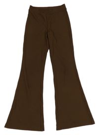 Hnědé žebrované flare legíny H&M