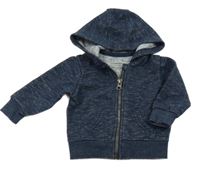 Tmavomodrá melírovaná propínací mikina s kapucí Primark