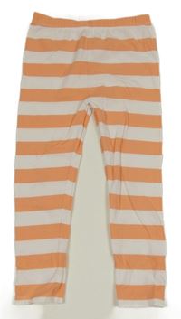 Bílo-korálové pruhované legíny Tu