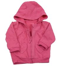 Fuchsiová propínací mikina se srdíčky a kapucí George