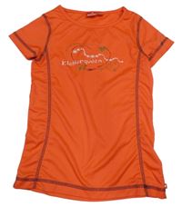 Pomerančové sportovní tričko s nápisem 