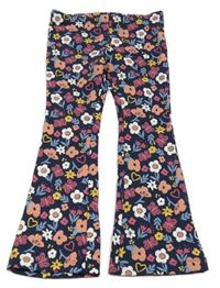 Tmavomodro-barevné květované zateplené legíny C&A