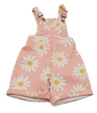 Světlerůžové květované laclové kraťasy 