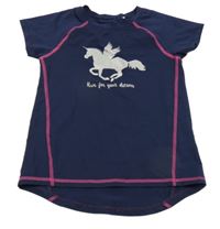 Tmavomodré sportovní tričko s jednorožcem Topolino