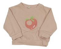 Růžová žebrovaná mikina s jahodou 