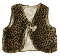 Béžovo-hnědá kožešinová podšitá vesta s leopardím vzorem H&M