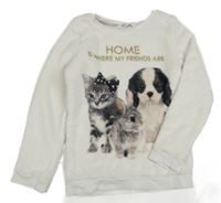 Bílá plyšová mikina se zvířátky H&M