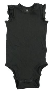 Tmavošedé žebrované body s volánky H&M