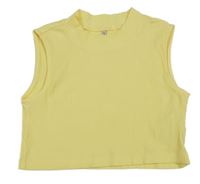 Žlutý žebrovaný crop top Only 