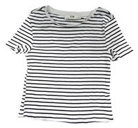 Černo-bílé pruhované žebrované crop tričko C&A