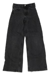 Tmavošedé high waist široké rifle H&M