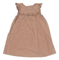 Růžové manšestrové šaty s volánky H&M