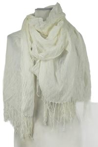 Dámská bílá třpytivá šála s třásněmi 