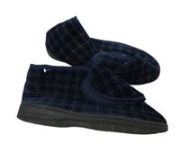 Pánské tmavomodré kostkované sametové papuče vel. 46