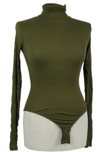 Dámské khaki žebrované body s rolákem Parisian 