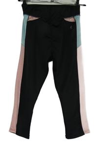 Dámské černo-růžovo-světlemodré sportovní capri legíny Atmosphere 