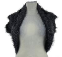 Dámské tmavošedé třpytivé chlupaté svetrové bolerko 