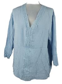 Dámská světlemodrá vzorovaná halenka s krajkou Shein 