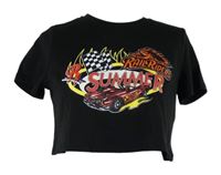 Dámské černé crop tričko s potiskem Shein 