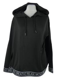 Dámská černá sportovní mikina s nápisem a kapucí Bonprix