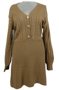 Dámské béžové vzorované svetrové šaty Shein 