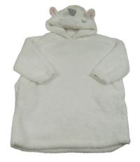 Bílá třpytivá huňatá oversize mikina s kapucí- jednorožec Next