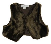 Hnědá kožešinová crop vesta Bonprix 