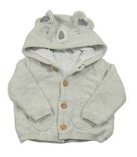Světlešedý podšitý propínací svetr s kapucí- koala Mothercare