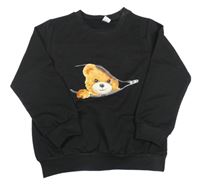 Černá lehká mikina s medvědem