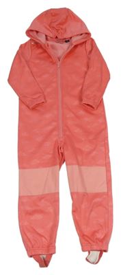 Lososová softshellová kombinéza s mráčky a kapucí Lupilu