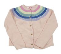 Světlerůžový propínací svetr s proužky M&S