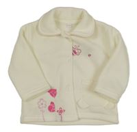 Bílá propínací mikina s kytičkami a včelkou 