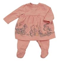 Růžové teplákové šaty s medvídkem Pú a všitým overalem Disney