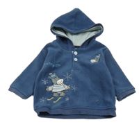 Tmavomodrá fleecová mikina s oslíkem a kapucí 