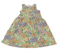 Modré květinové bavlněné šaty s motýlky H&M