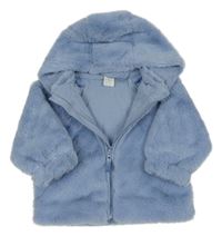 Modrá podšitá kožešinová bunda s kapucí H&M
