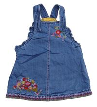 Modré riflové laclové šaty s kytičkami zn. Mothercare