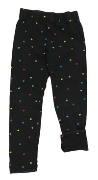 Antracitové silnější legíny se srdíčky H&M