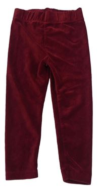 Rubínové sametové žebrované legíny Firetrap