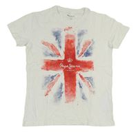 Bílé trčiko s vlajkou Pepe Jeans