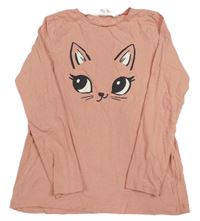 Růžové triko s kočkou H&M