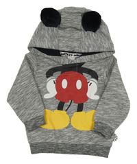 Šedá melírovaná mikina s Mickeym a kapucí C&A