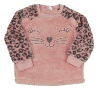 Růžovo-leopardí chlupatá mikina s čumákem Pocopiano