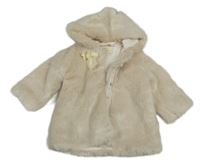 Světlebéžový kožešinový podšitý kabátek s kapucí Next
